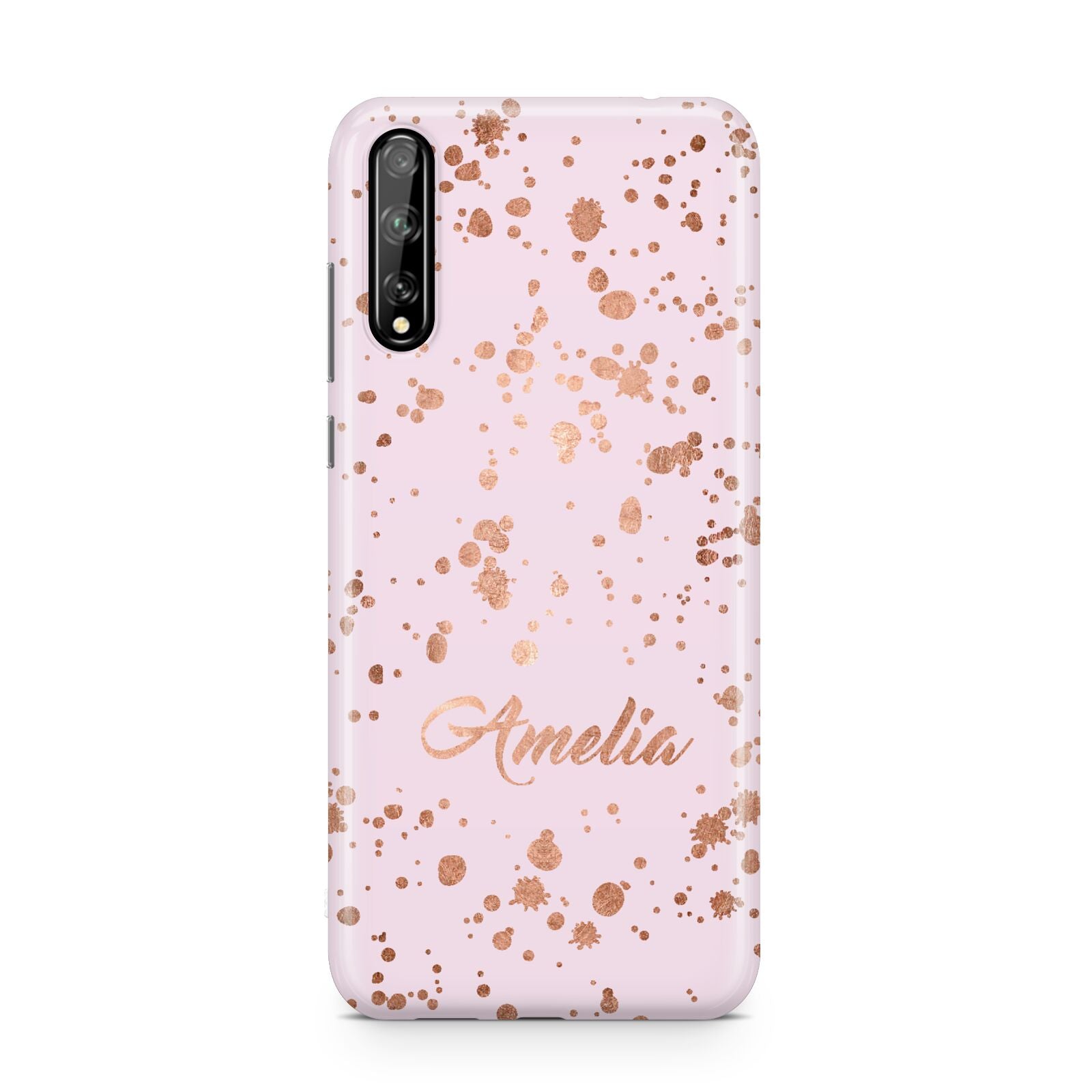 Personalised Pink Copper Splats Name Huawei Enjoy 10s Phone Case