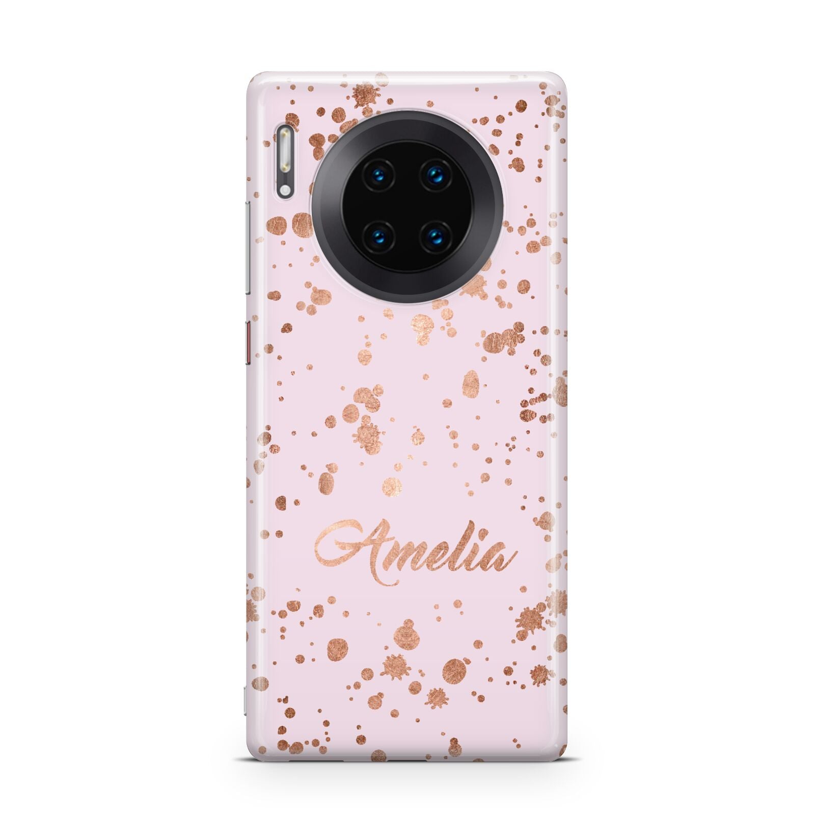 Personalised Pink Copper Splats Name Huawei Mate 30 Pro Phone Case