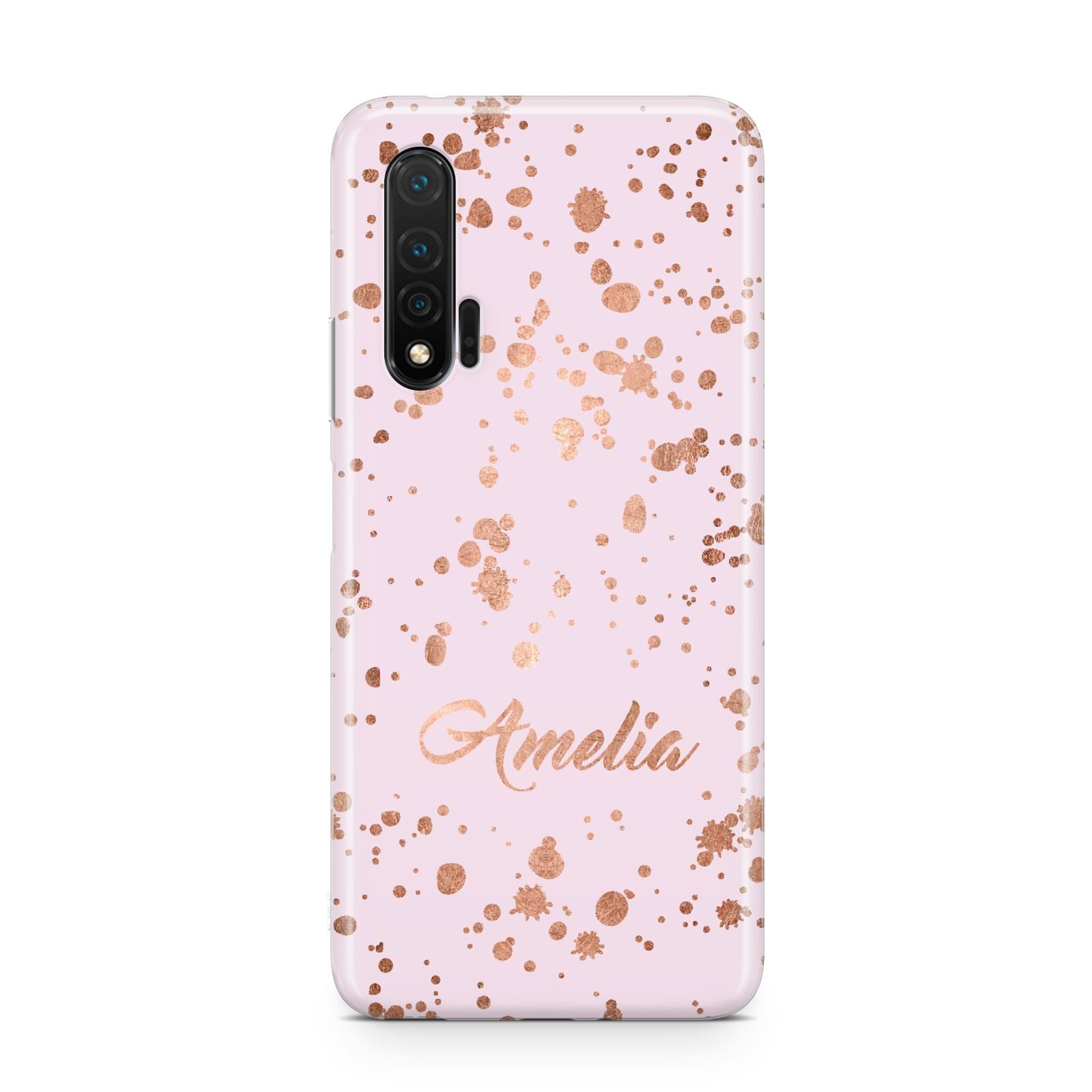 Personalised Pink Copper Splats Name Huawei Nova 6 Phone Case