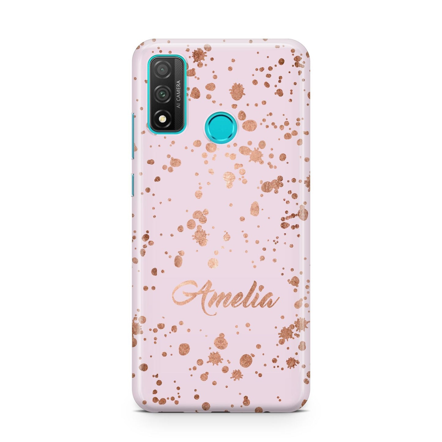 Personalised Pink Copper Splats Name Huawei P Smart 2020