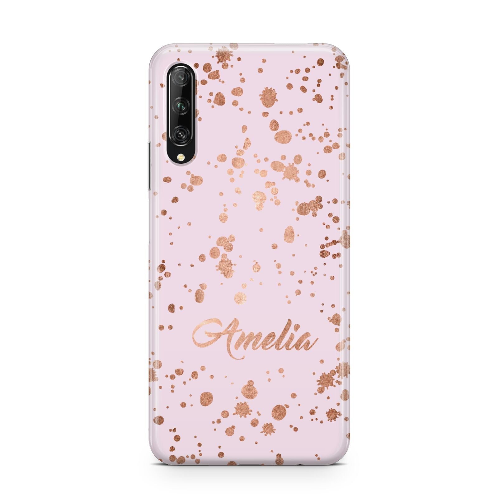 Personalised Pink Copper Splats Name Huawei P Smart Pro 2019
