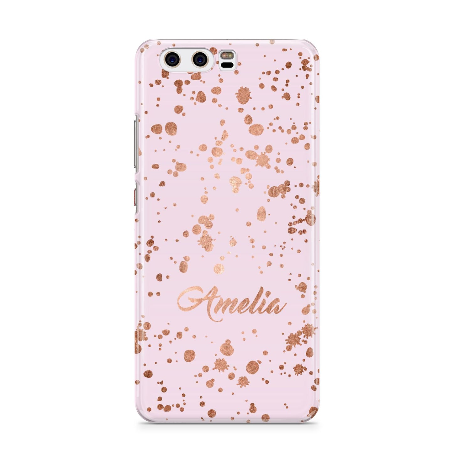 Personalised Pink Copper Splats Name Huawei P10 Phone Case
