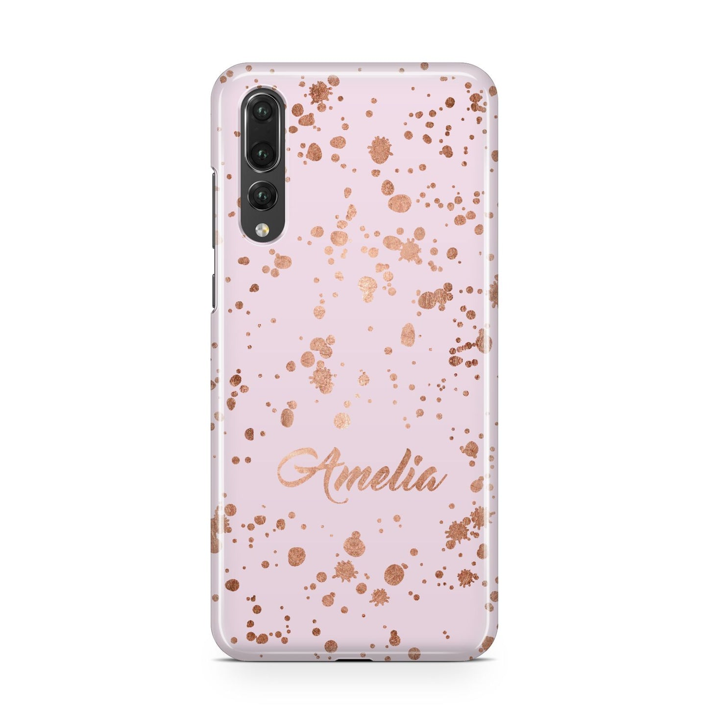 Personalised Pink Copper Splats Name Huawei P20 Pro Phone Case