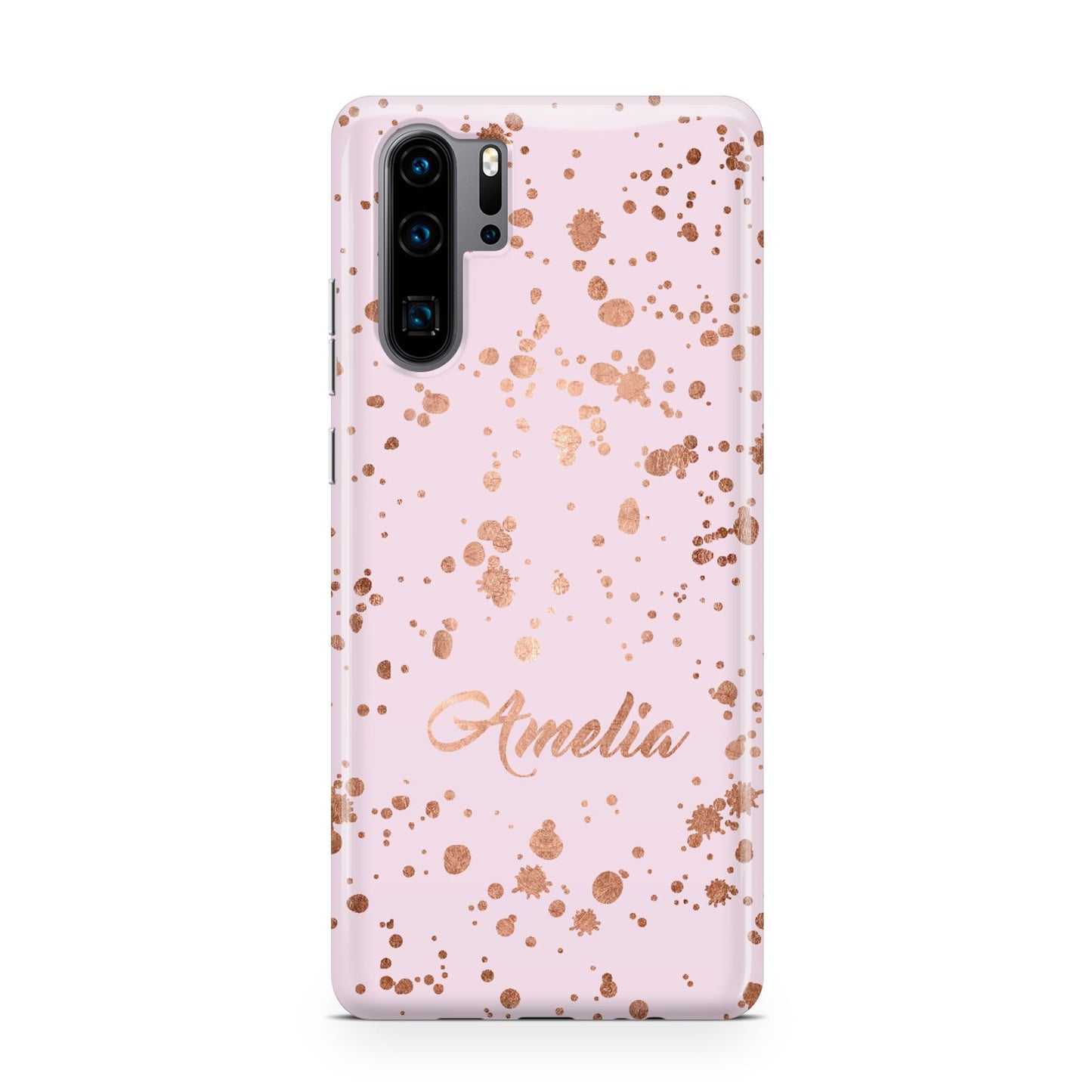 Personalised Pink Copper Splats Name Huawei P30 Pro Phone Case