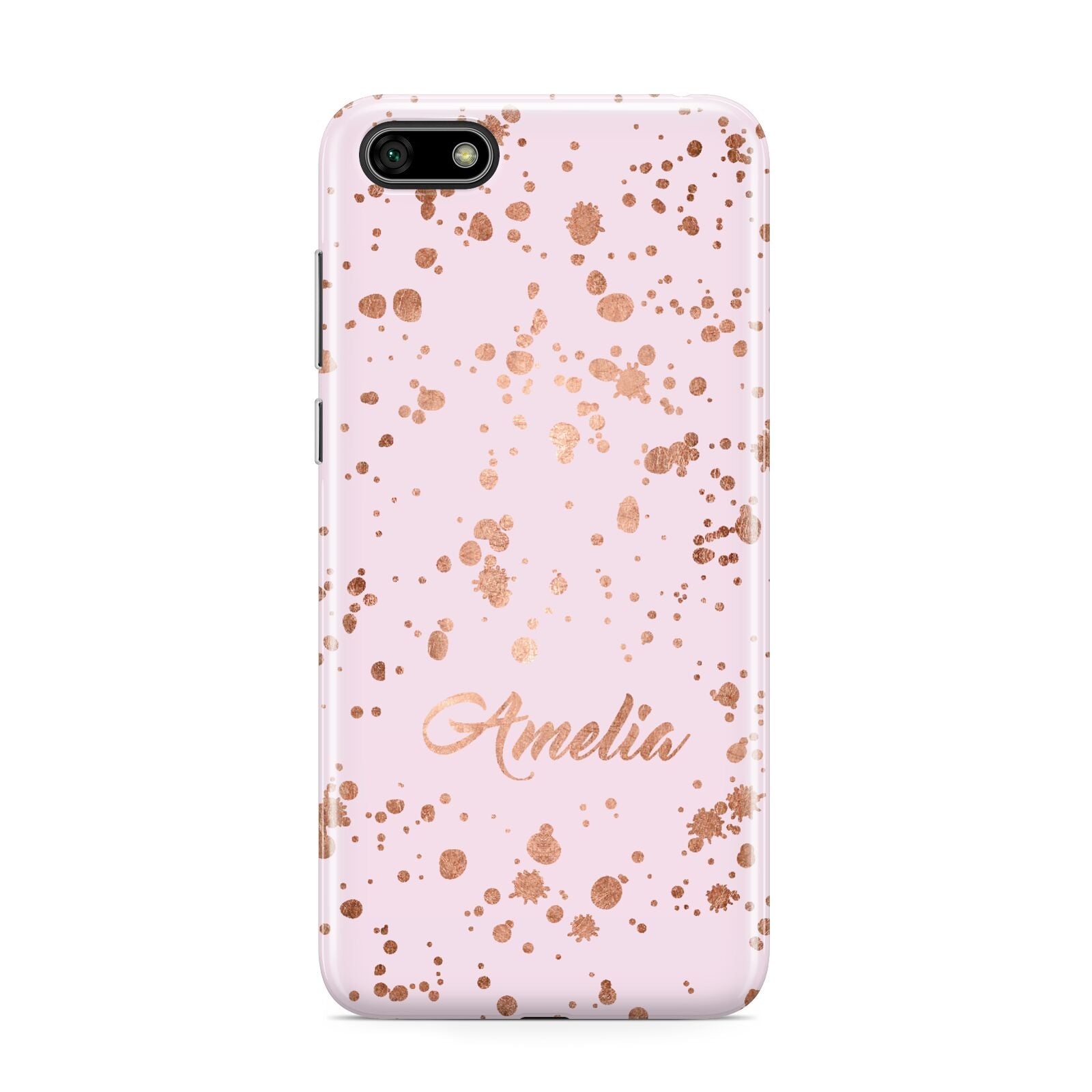 Personalised Pink Copper Splats Name Huawei Y5 Prime 2018 Phone Case