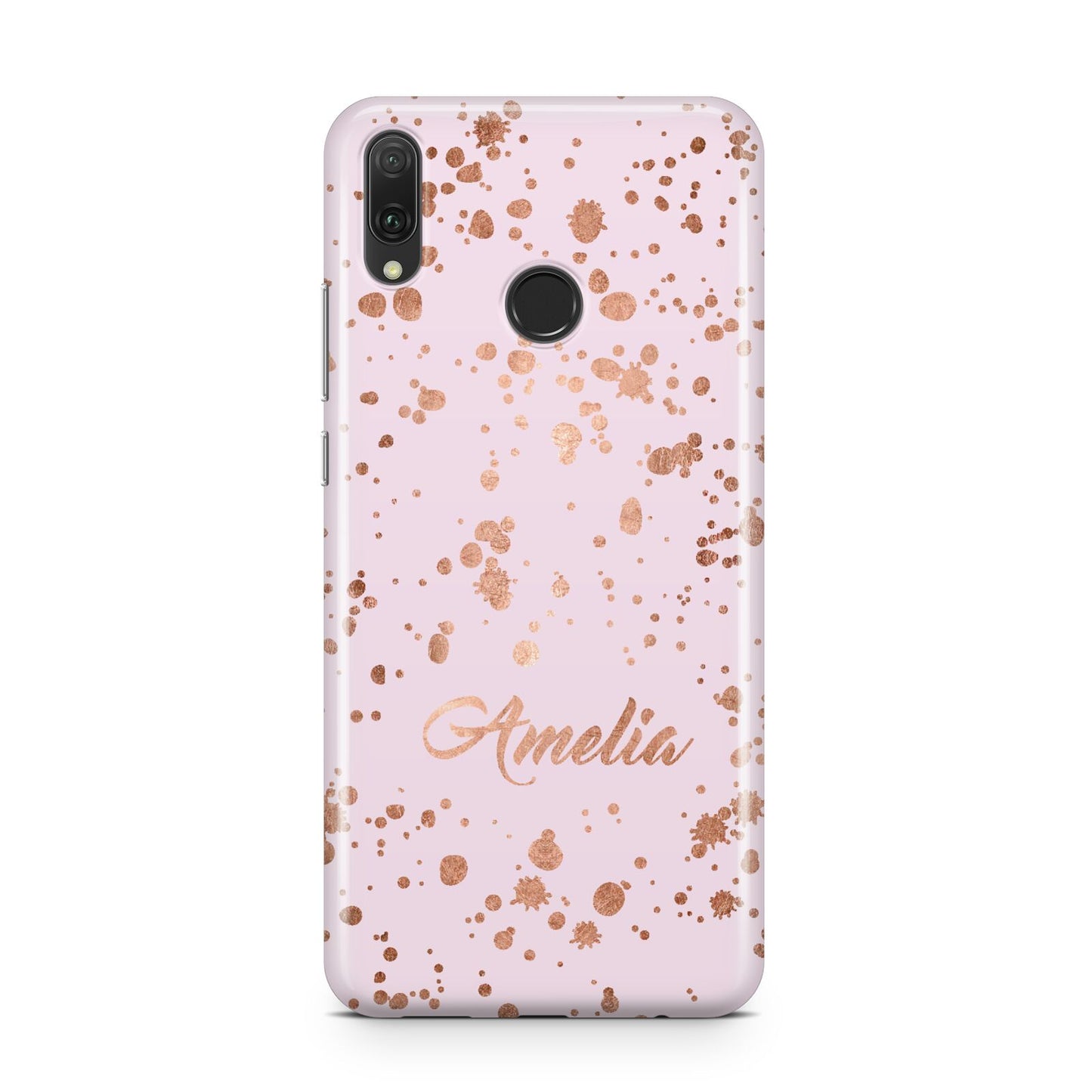 Personalised Pink Copper Splats Name Huawei Y9 2019