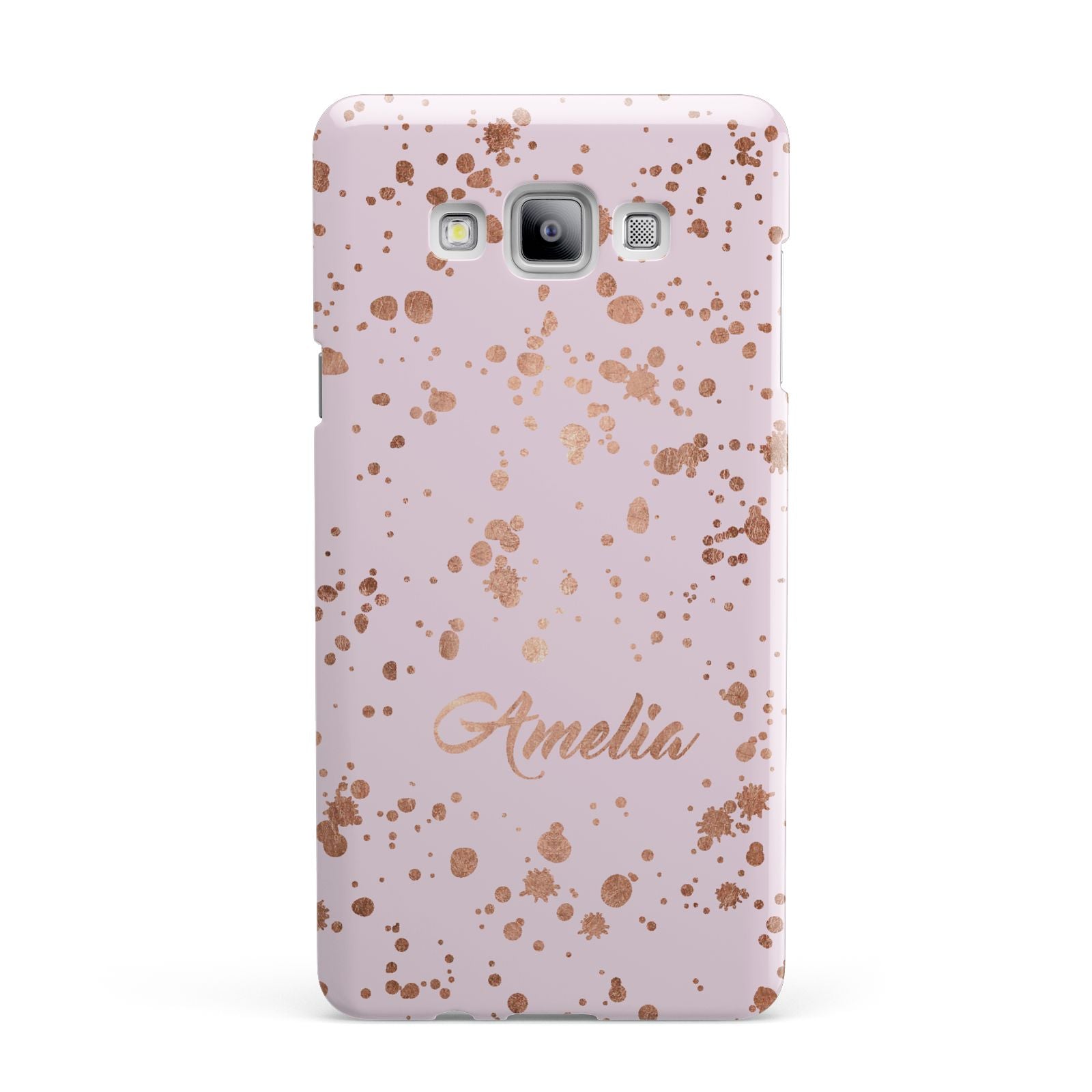 Personalised Pink Copper Splats Name Samsung Galaxy A7 2015 Case