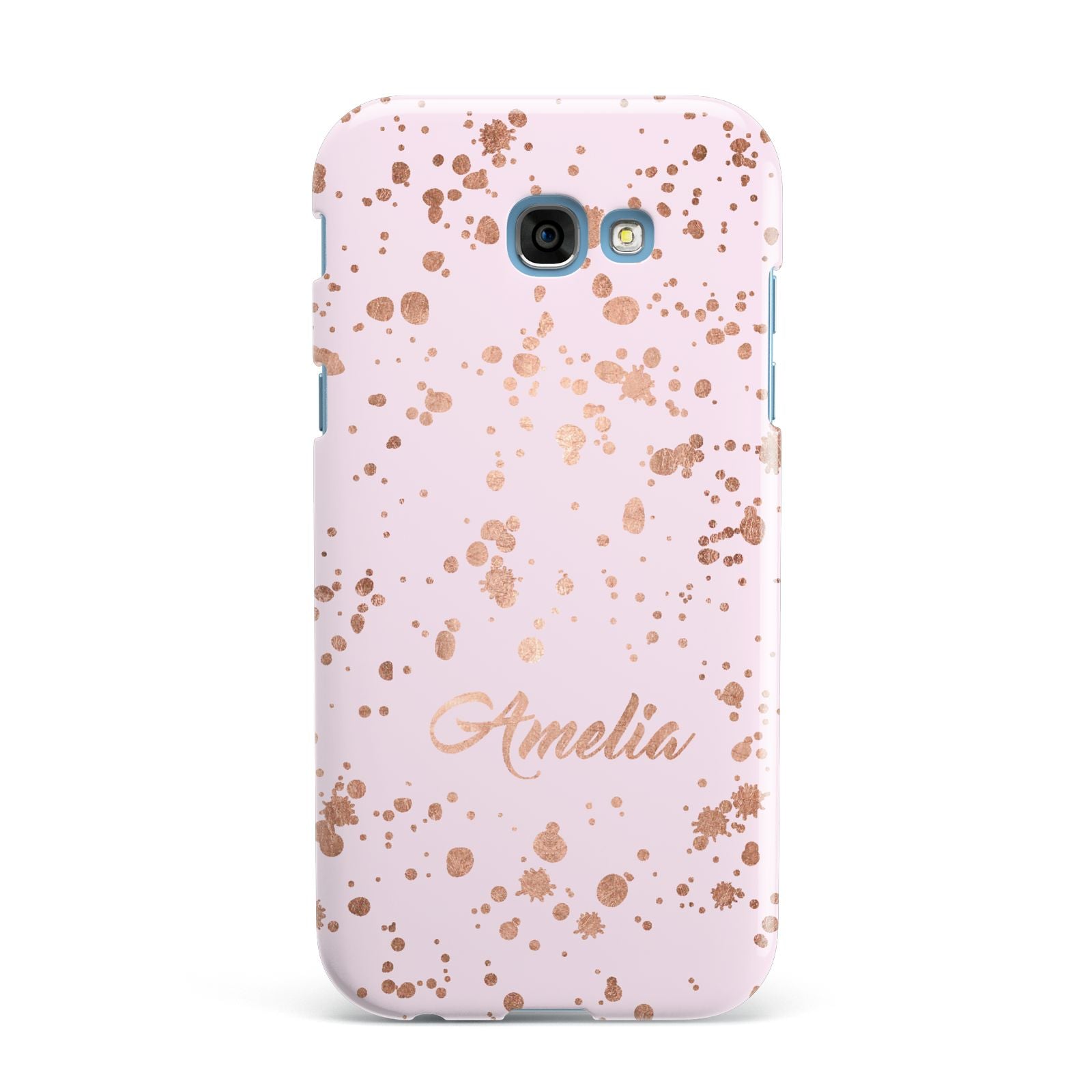 Personalised Pink Copper Splats Name Samsung Galaxy A7 2017 Case