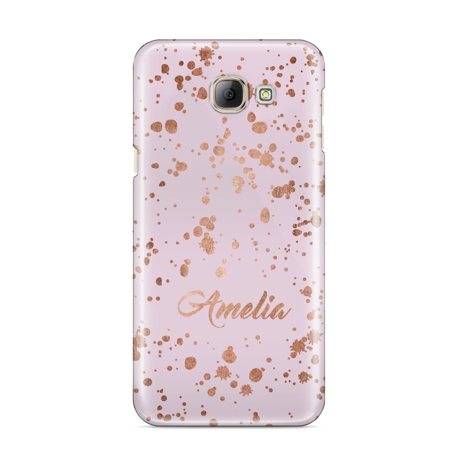 Personalised Pink Copper Splats Name Samsung Galaxy A8 2016 Case