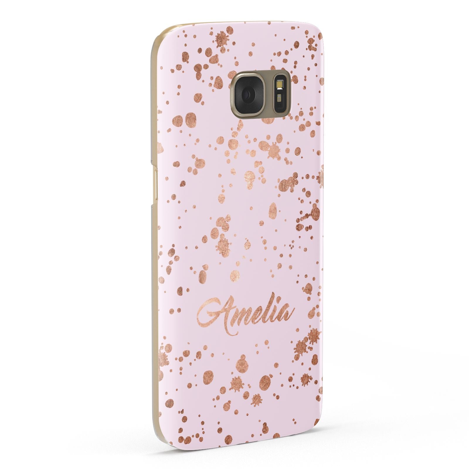 Personalised Pink Copper Splats Name Samsung Galaxy Case Fourty Five Degrees