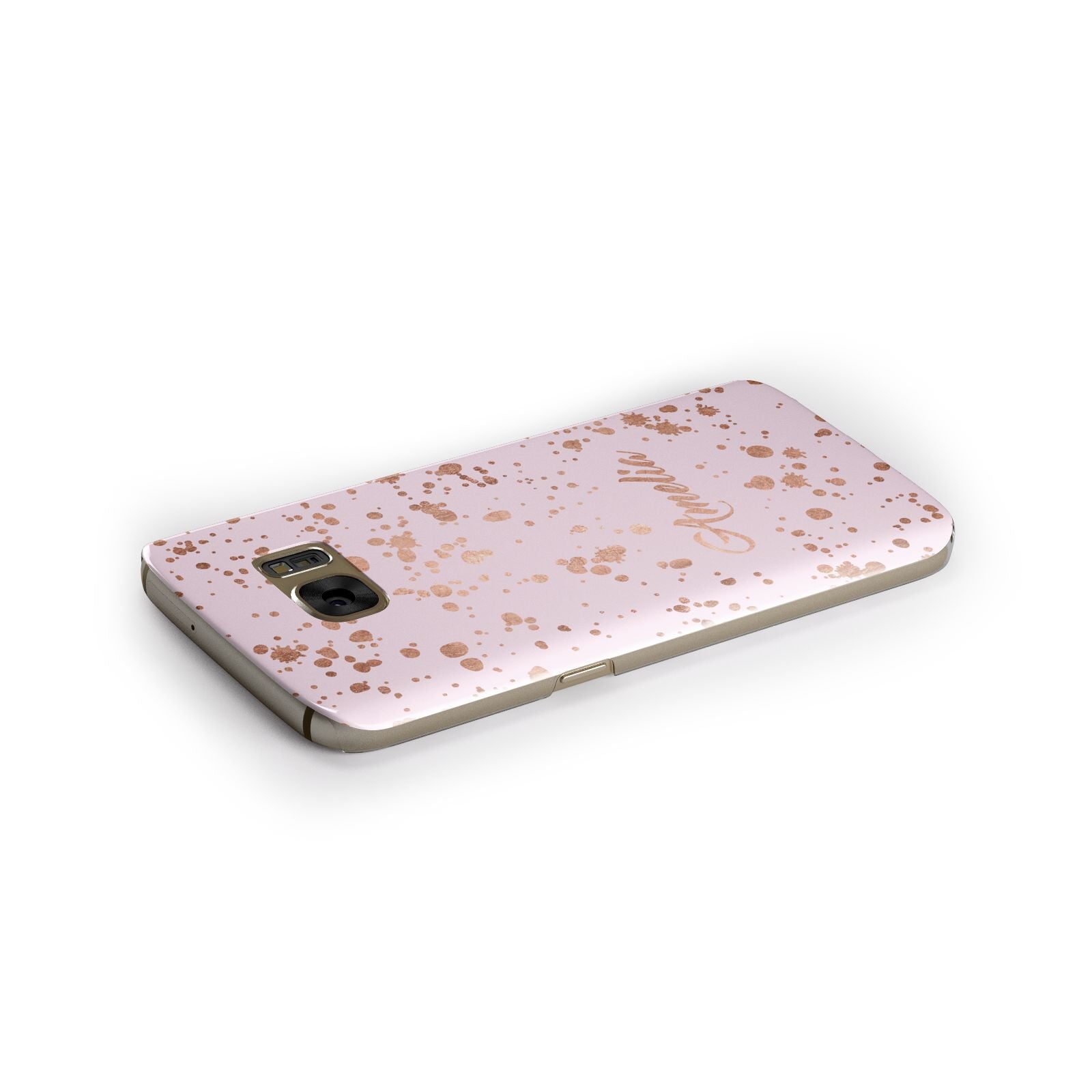 Personalised Pink Copper Splats Name Samsung Galaxy Case Side Close Up