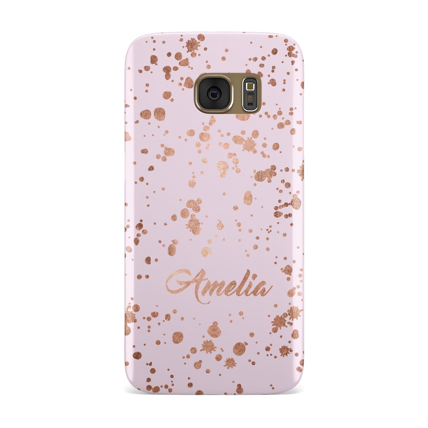Personalised Pink Copper Splats Name Samsung Galaxy Case