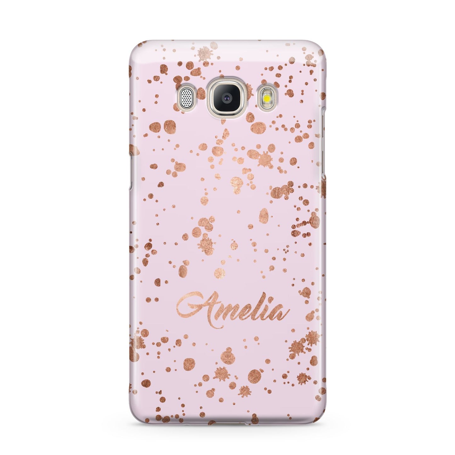 Personalised Pink Copper Splats Name Samsung Galaxy J5 2016 Case
