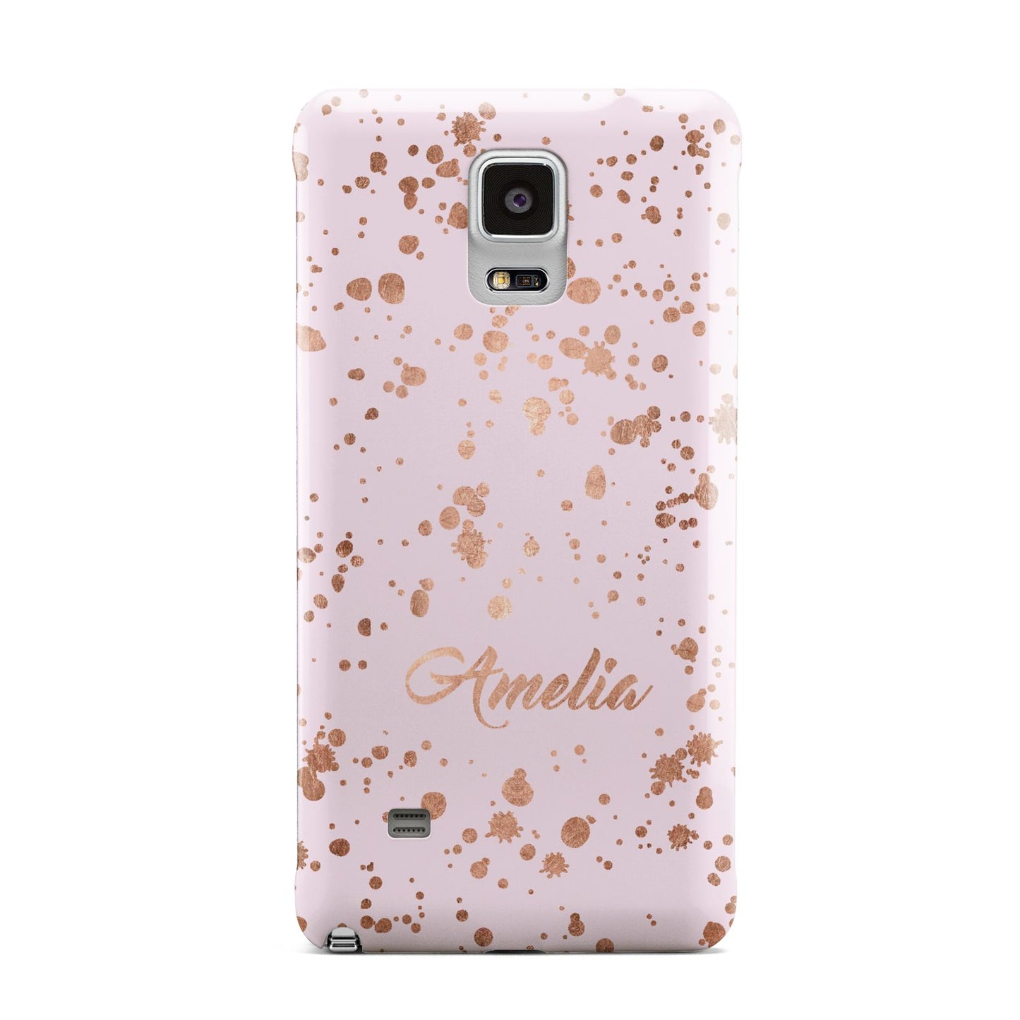 Personalised Pink Copper Splats Name Samsung Galaxy Note 4 Case