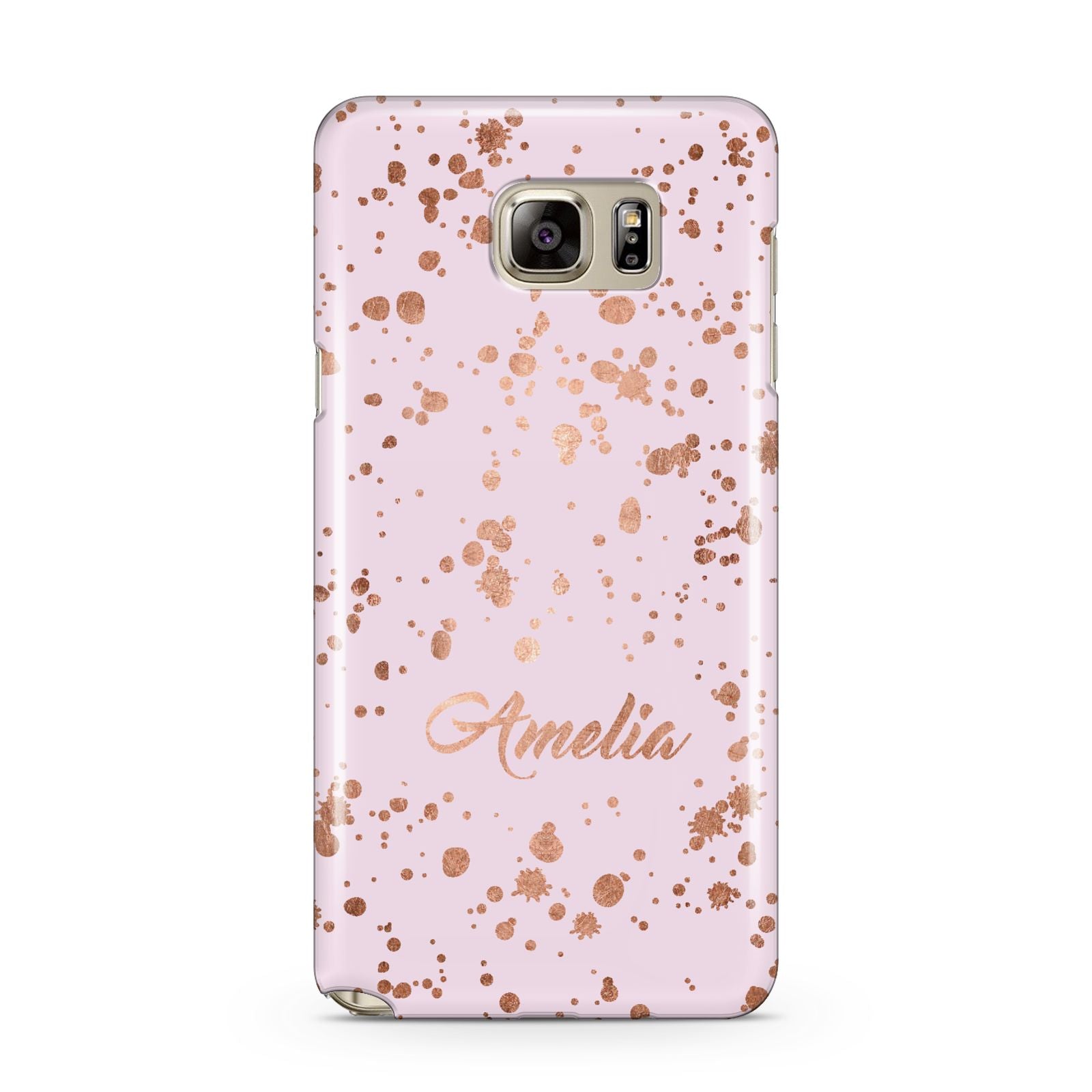 Personalised Pink Copper Splats Name Samsung Galaxy Note 5 Case