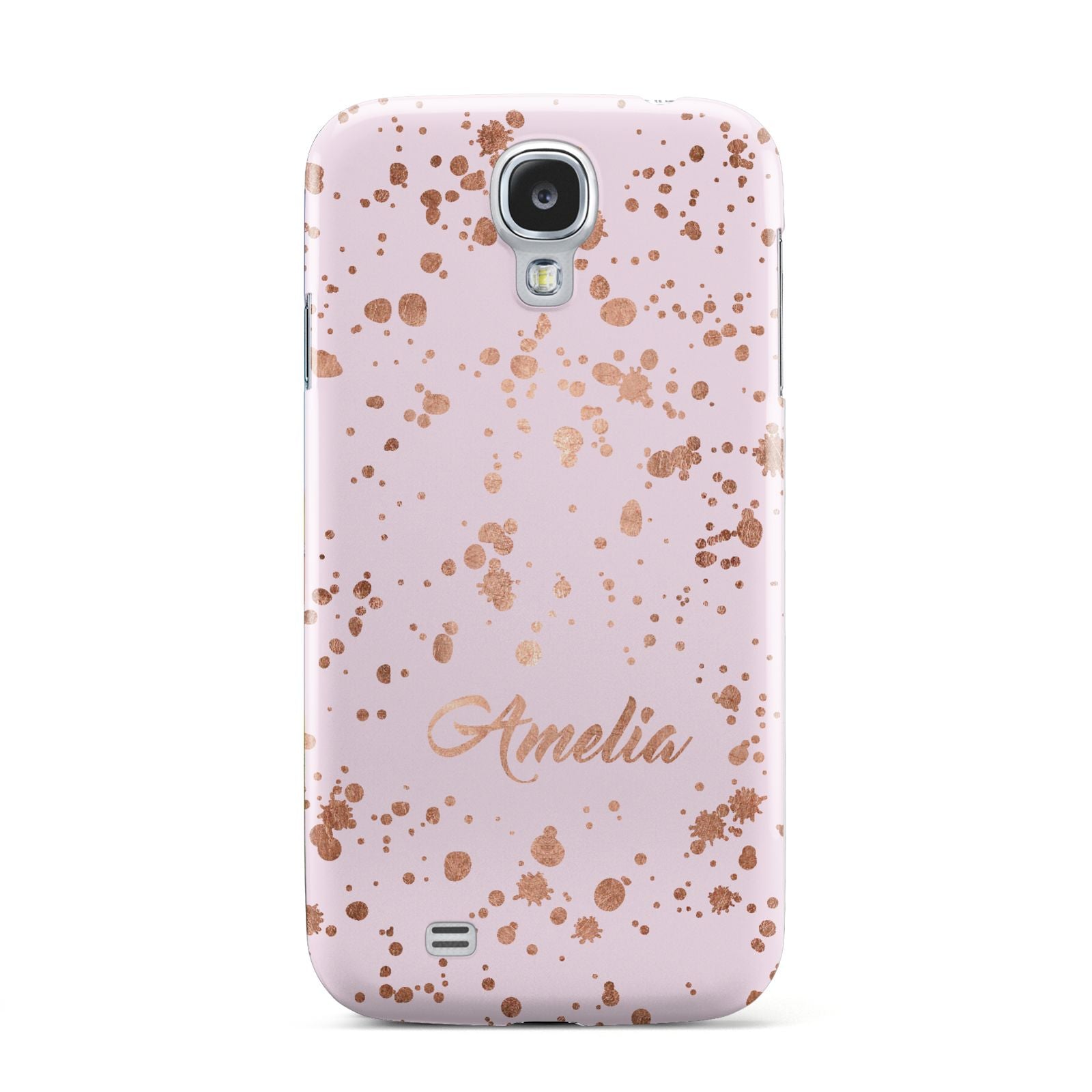 Personalised Pink Copper Splats Name Samsung Galaxy S4 Case