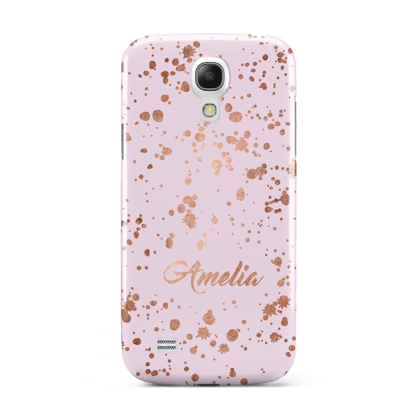 Personalised Pink Copper Splats Name Samsung Galaxy S4 Mini Case
