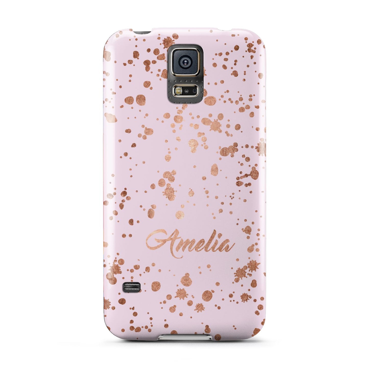 Personalised Pink Copper Splats Name Samsung Galaxy S5 Case