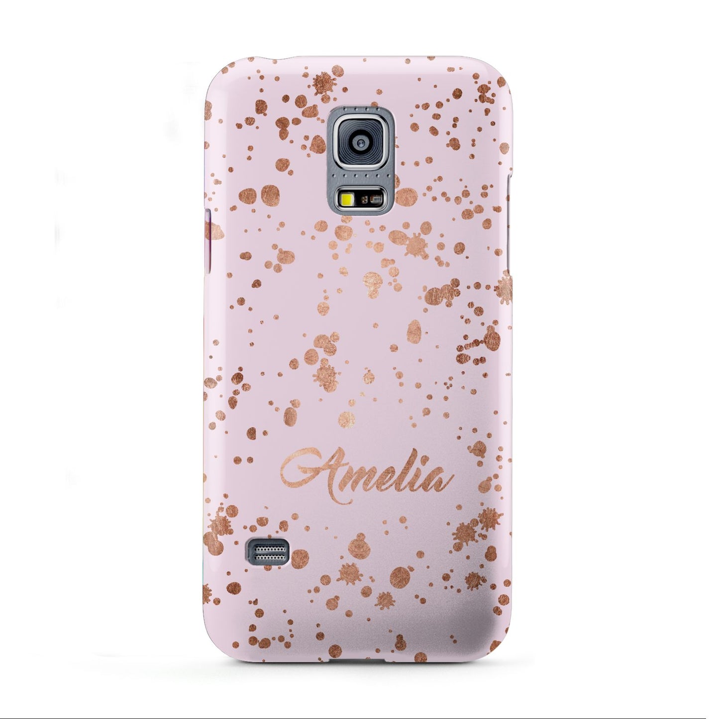 Personalised Pink Copper Splats Name Samsung Galaxy S5 Mini Case