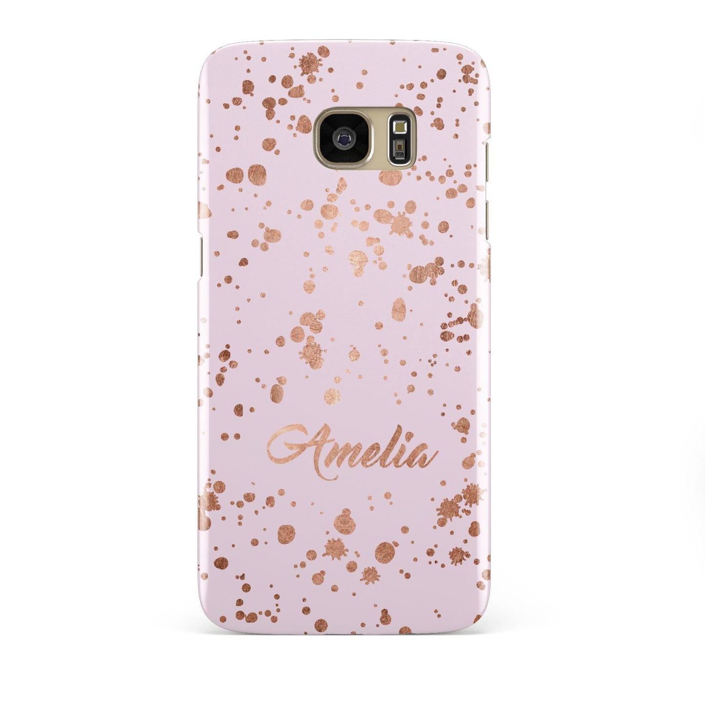 Personalised Pink Copper Splats Name Samsung Galaxy S7 Edge Case