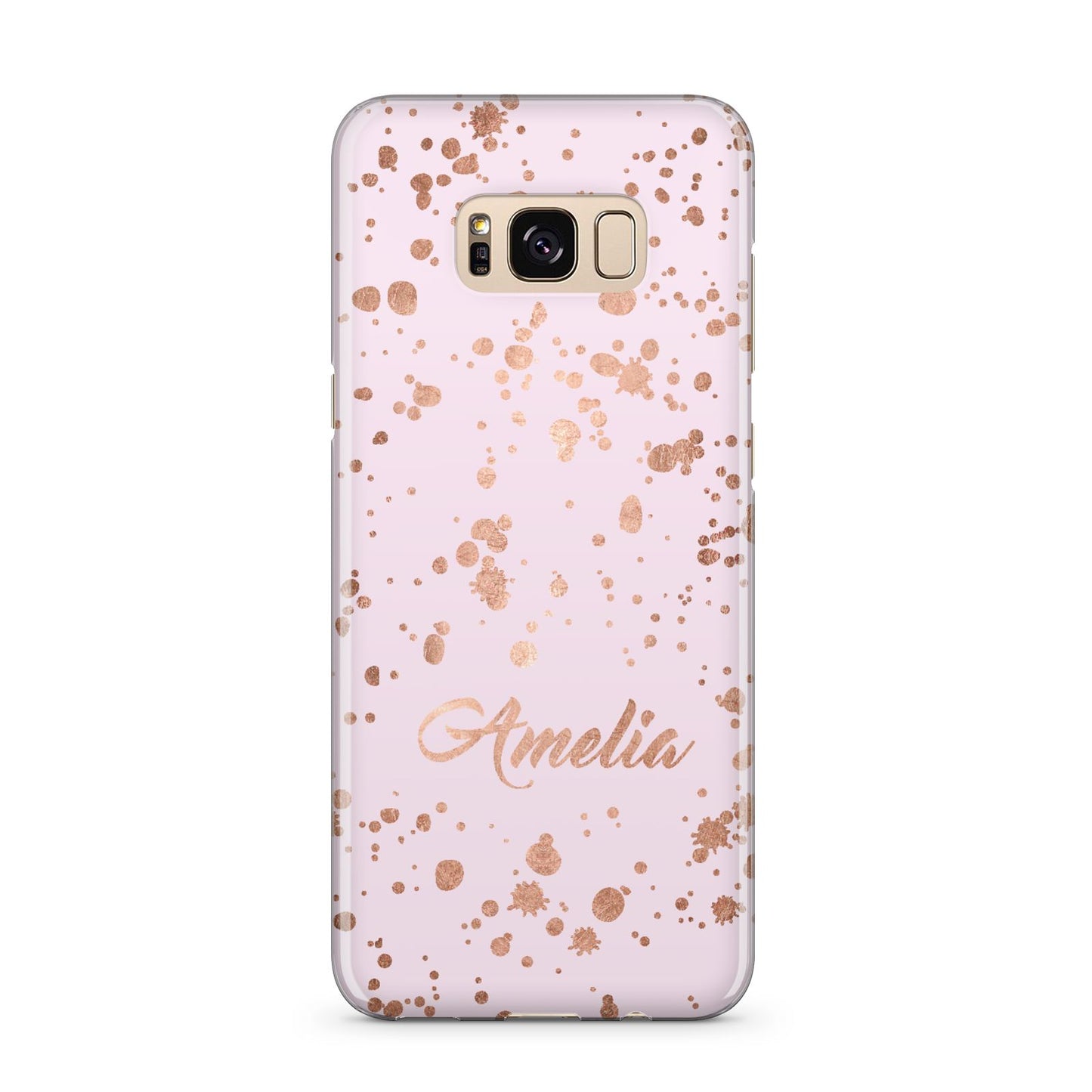 Personalised Pink Copper Splats Name Samsung Galaxy S8 Plus Case