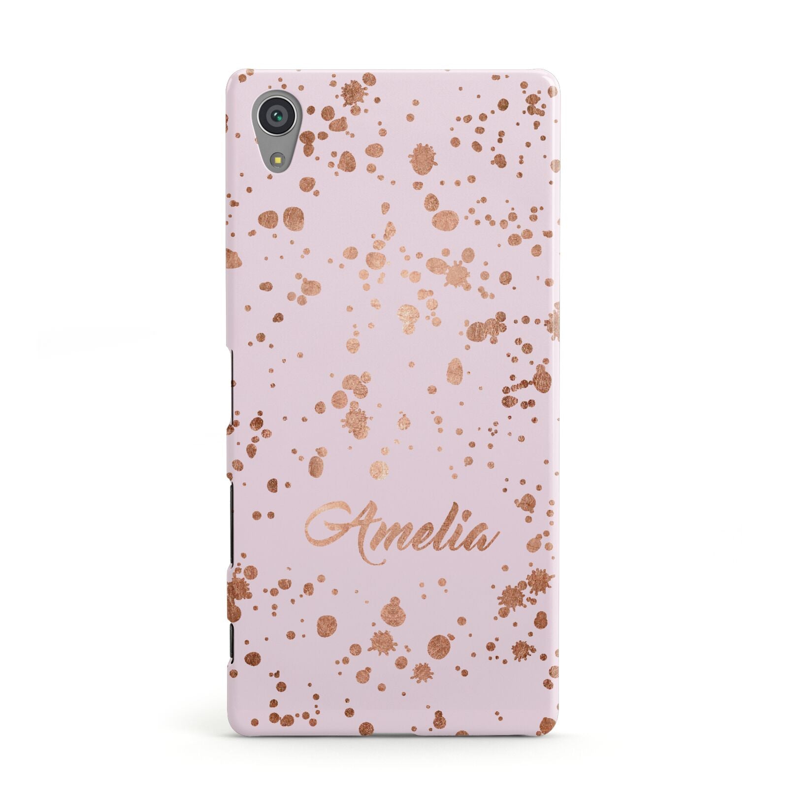Personalised Pink Copper Splats Name Sony Xperia Case