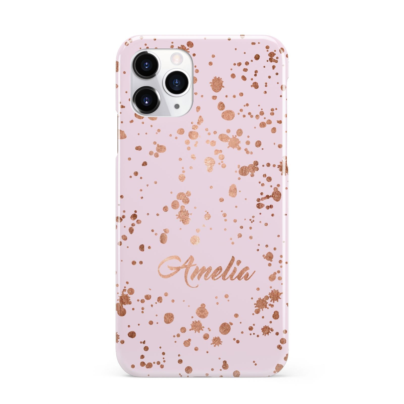 Personalised Pink Copper Splats Name iPhone 11 Pro 3D Snap Case