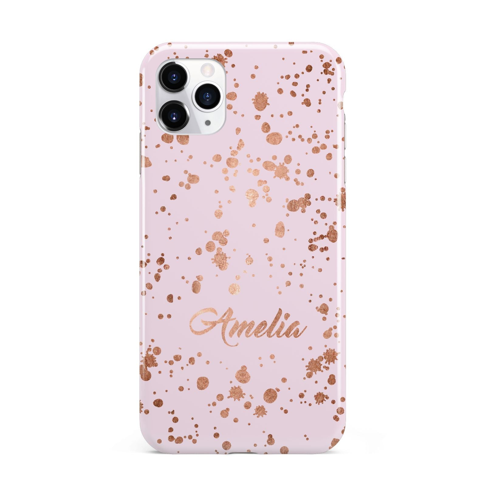 Personalised Pink Copper Splats Name iPhone 11 Pro Max 3D Tough Case