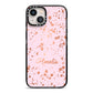 Personalised Pink Copper Splats Name iPhone 13 Black Impact Case on Silver phone