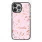Personalised Pink Copper Splats Name iPhone 13 Pro Max Black Impact Case on Silver phone
