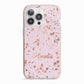 Personalised Pink Copper Splats Name iPhone 13 Pro TPU Impact Case with Pink Edges