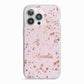 Personalised Pink Copper Splats Name iPhone 13 Pro TPU Impact Case with White Edges
