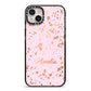 Personalised Pink Copper Splats Name iPhone 14 Plus Black Impact Case on Silver phone