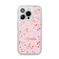 Personalised Pink Copper Splats Name iPhone 14 Pro Clear Tough Case Silver