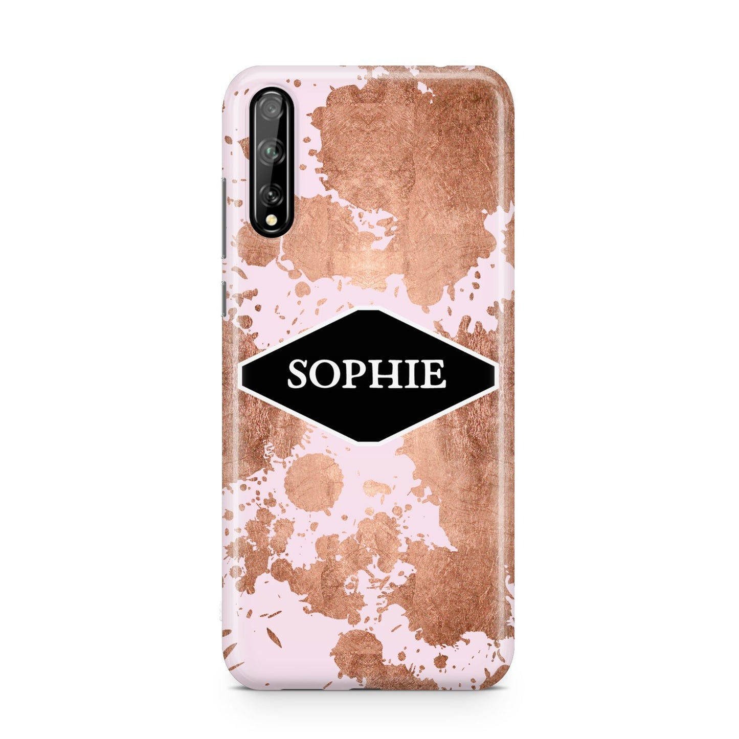 Personalised Pink Copper Splatter Name Huawei Enjoy 10s Phone Case
