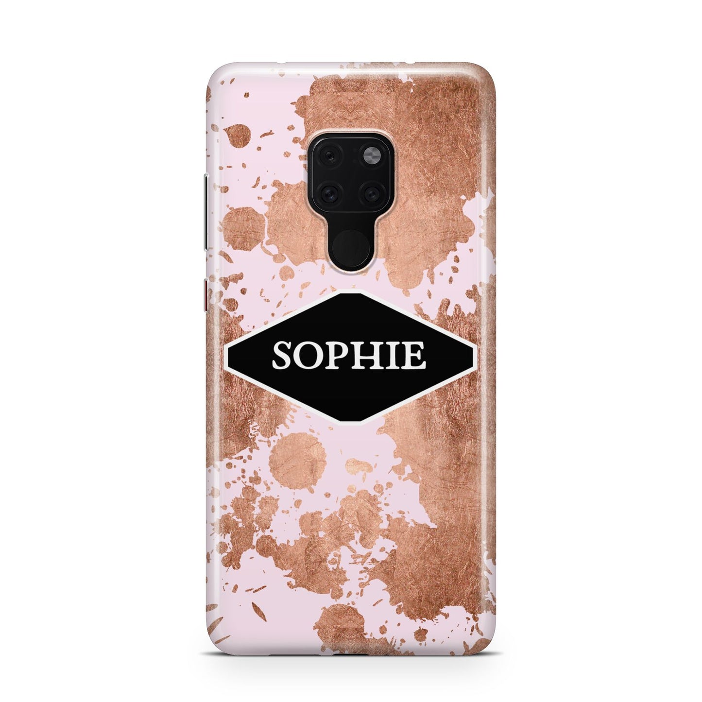 Personalised Pink Copper Splatter Name Huawei Mate 20 Phone Case