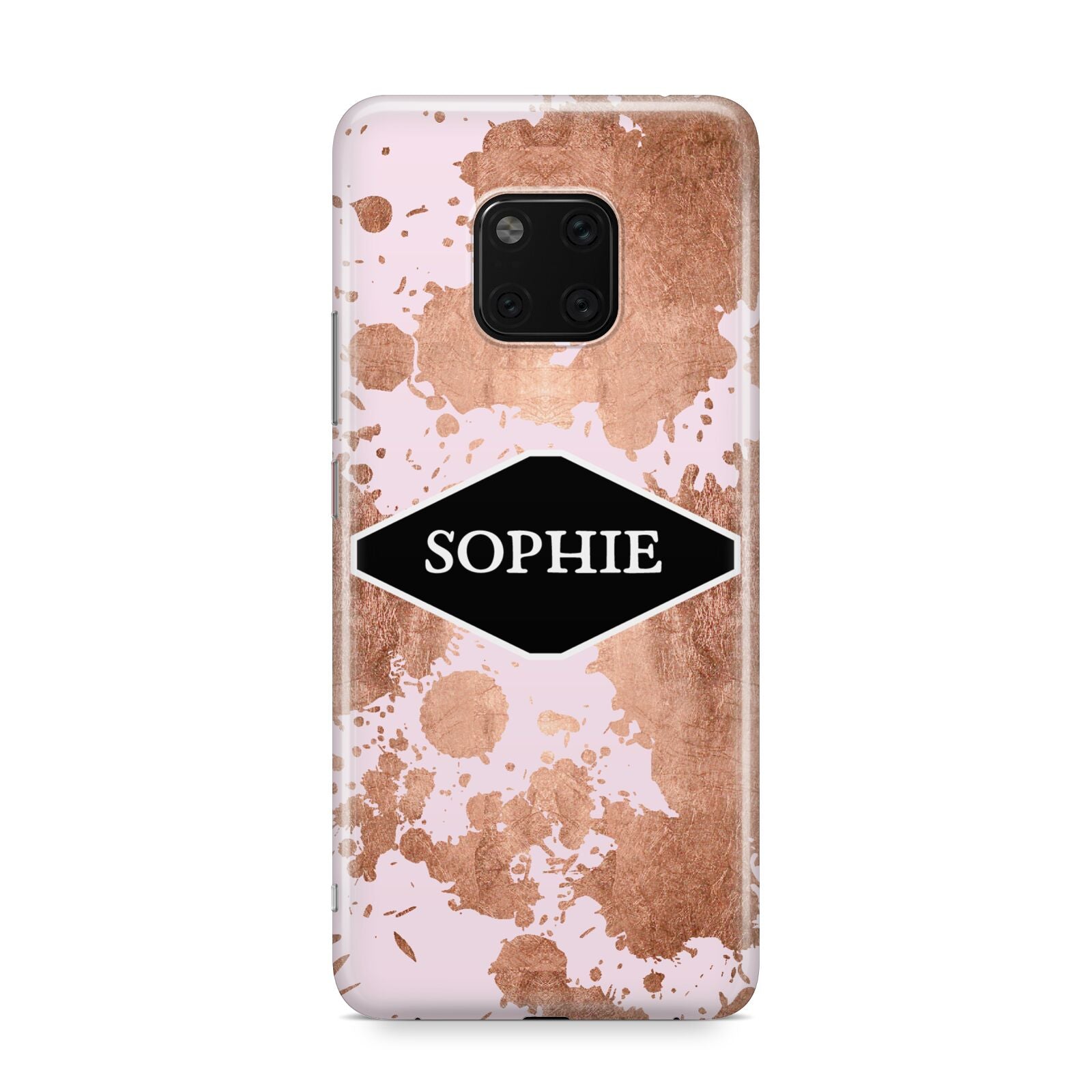 Personalised Pink Copper Splatter Name Huawei Mate 20 Pro Phone Case