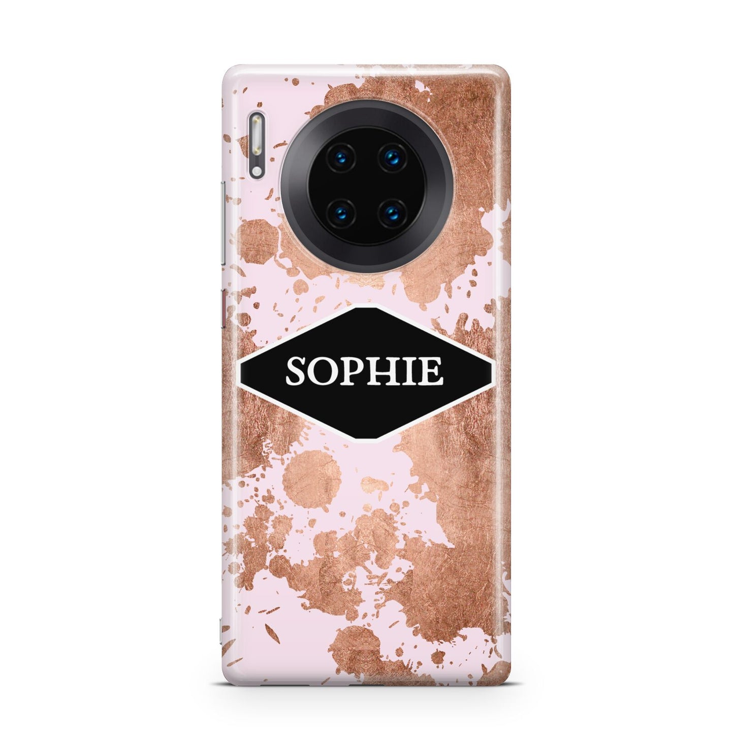 Personalised Pink Copper Splatter Name Huawei Mate 30 Pro Phone Case