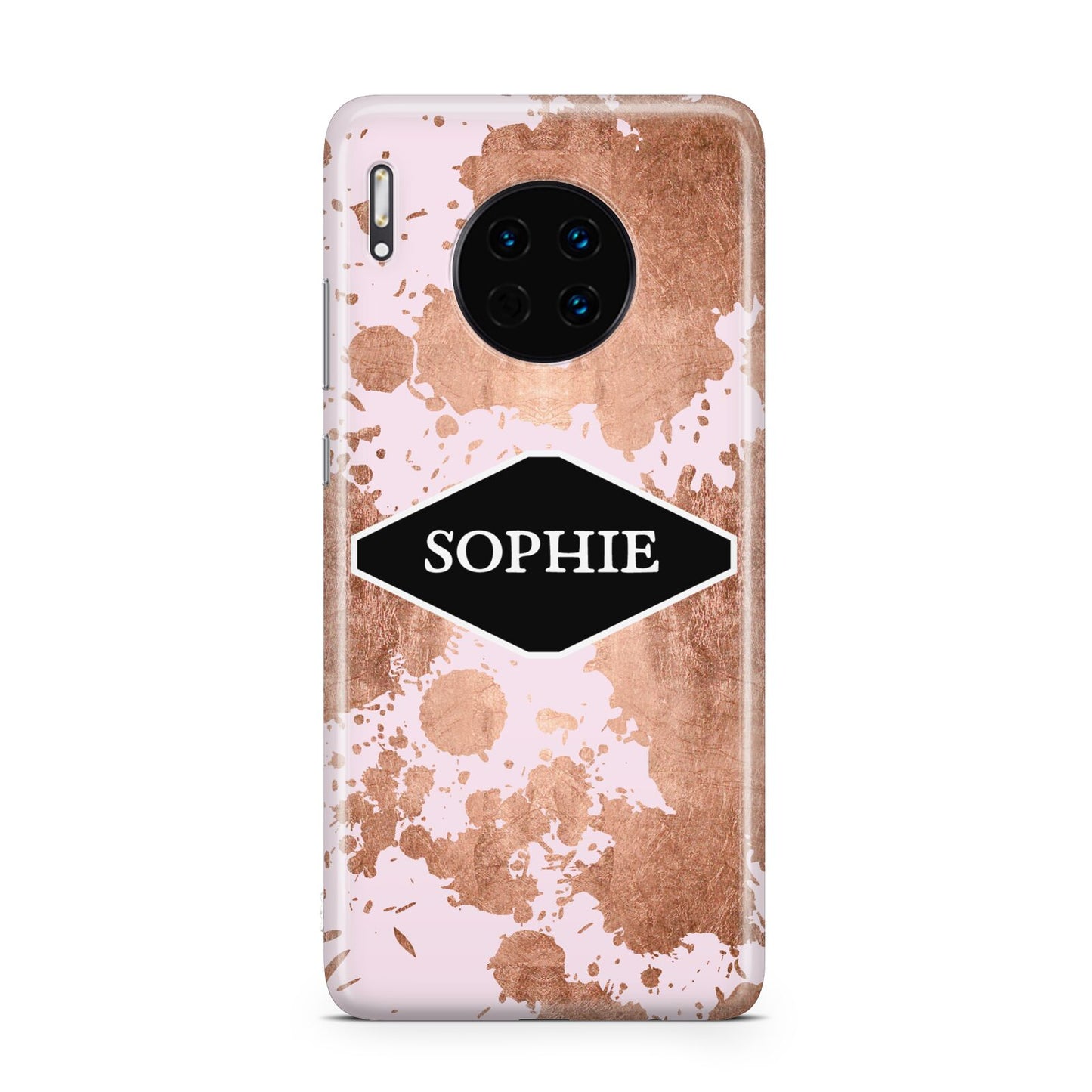 Personalised Pink Copper Splatter Name Huawei Mate 30