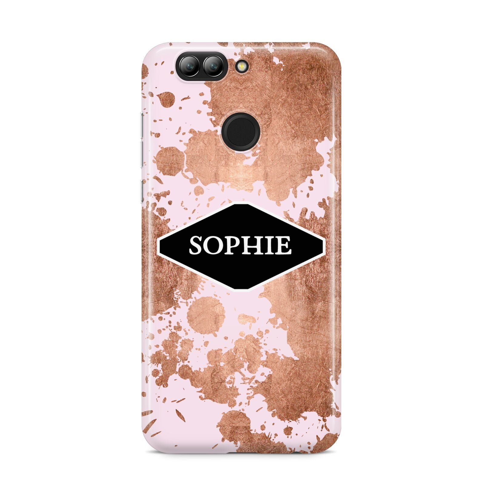 Personalised Pink Copper Splatter Name Huawei Nova 2s Phone Case