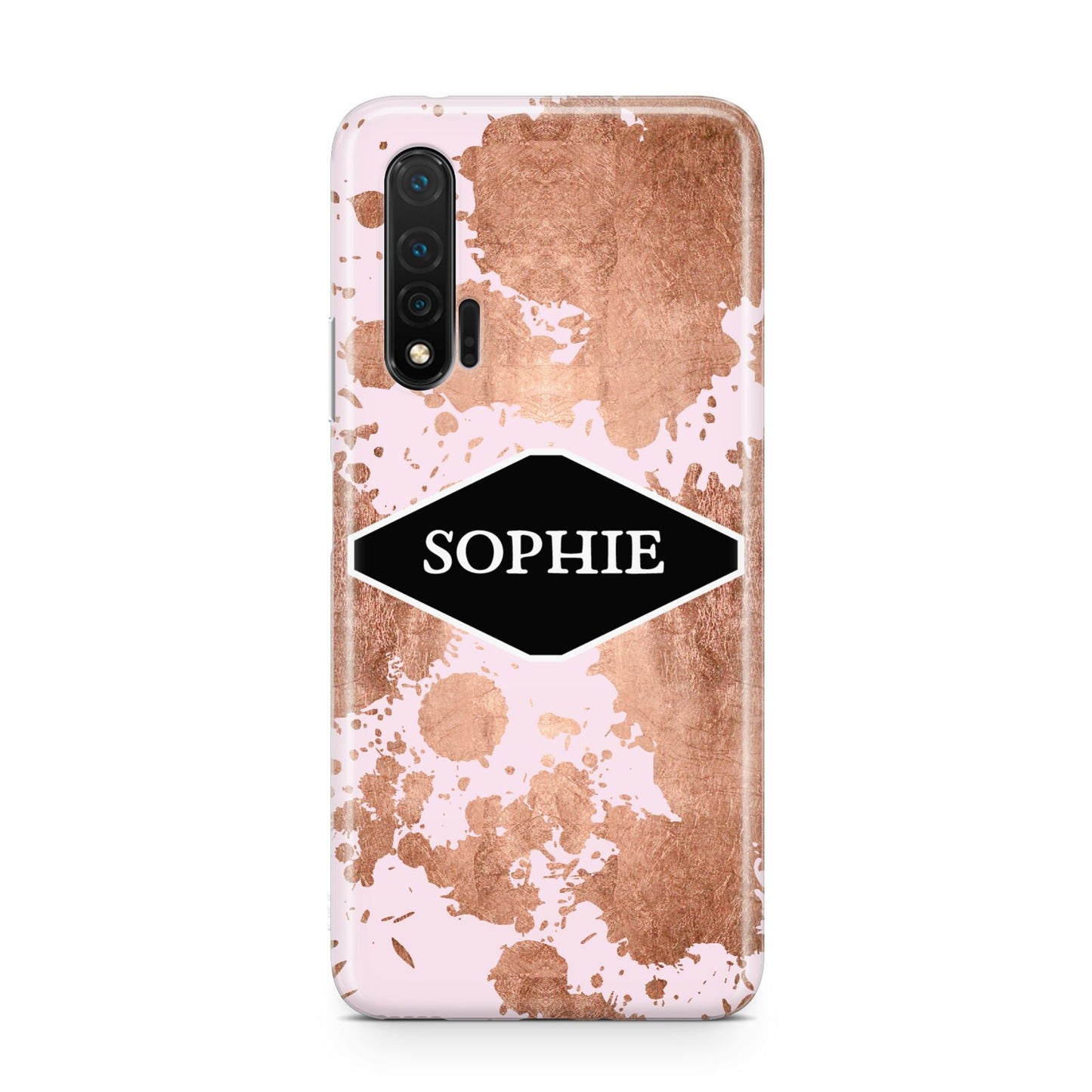 Personalised Pink Copper Splatter Name Huawei Nova 6 Phone Case