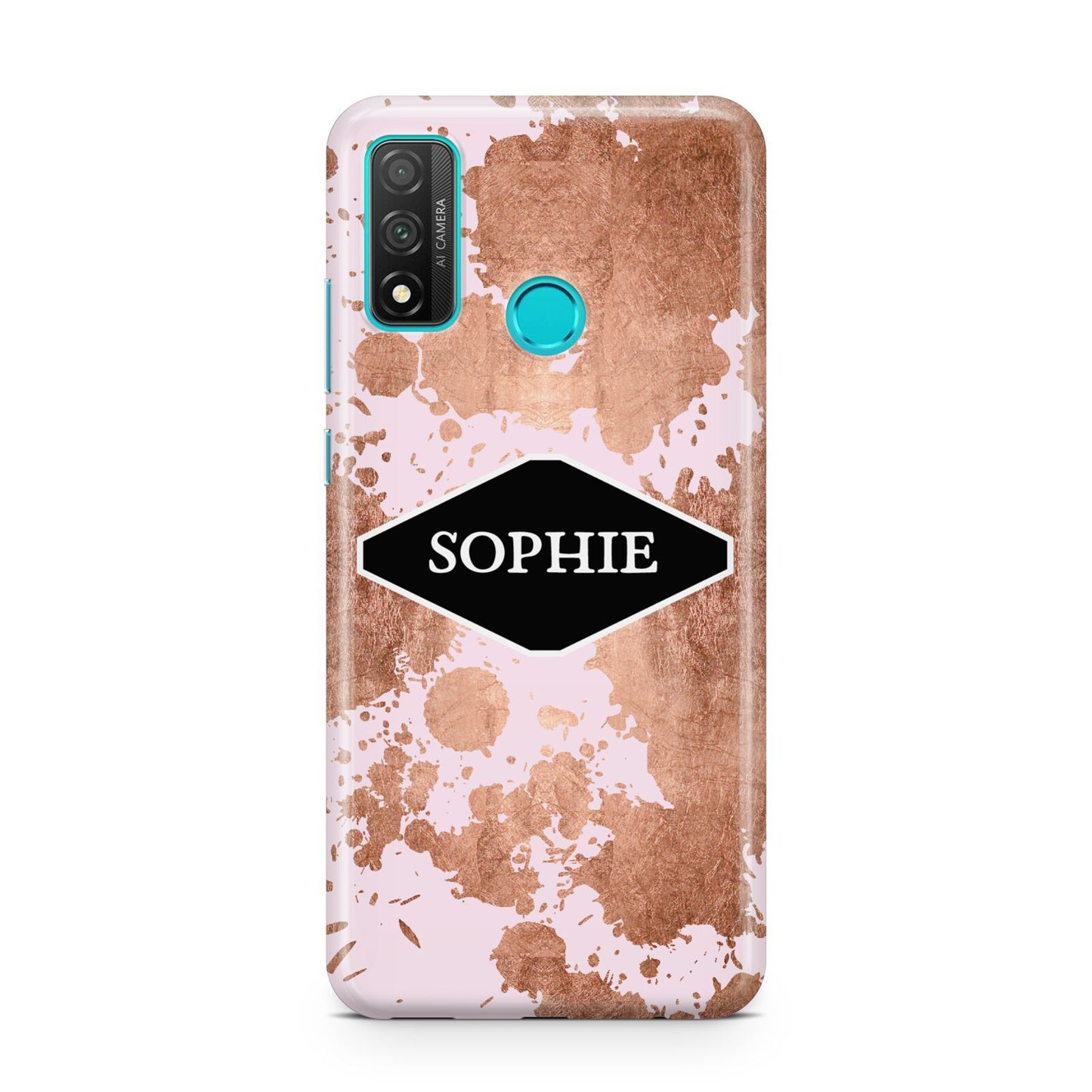 Personalised Pink Copper Splatter Name Huawei P Smart 2020