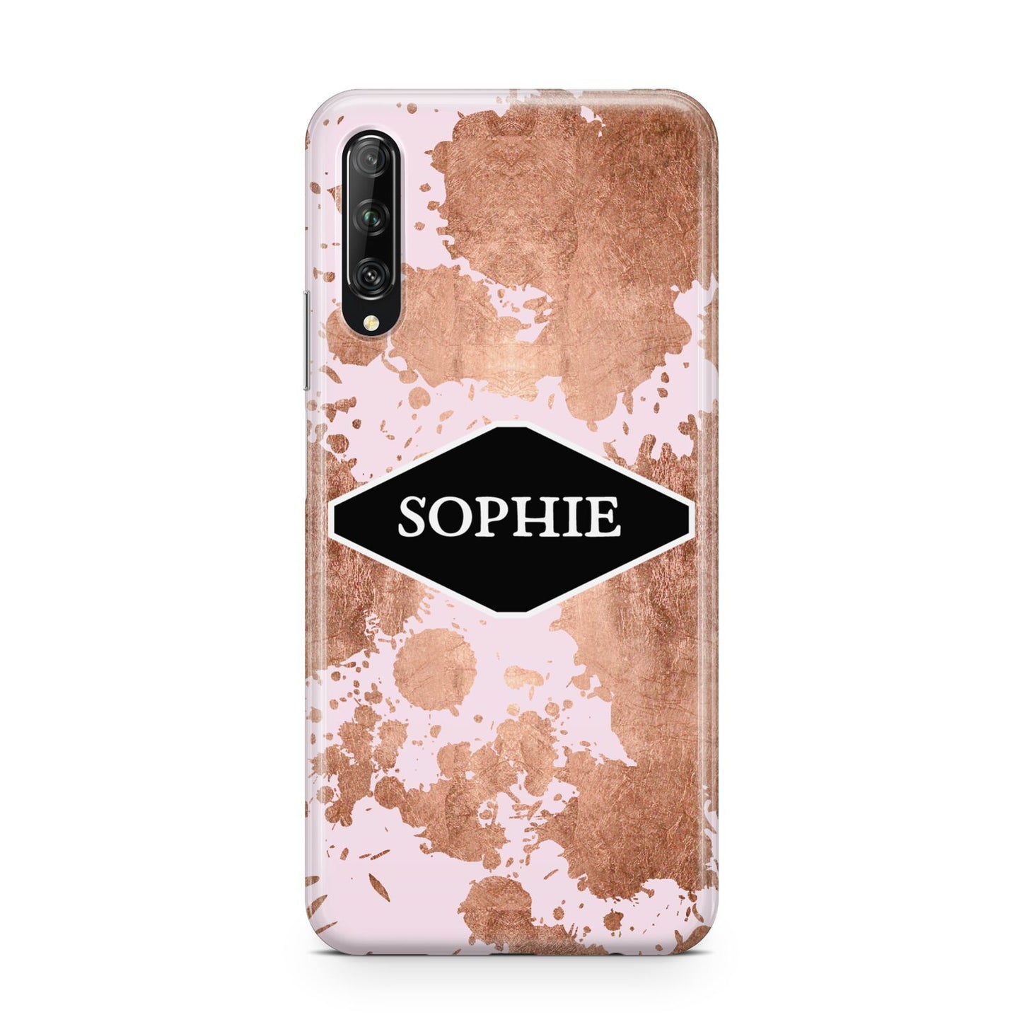 Personalised Pink Copper Splatter Name Huawei P Smart Pro 2019