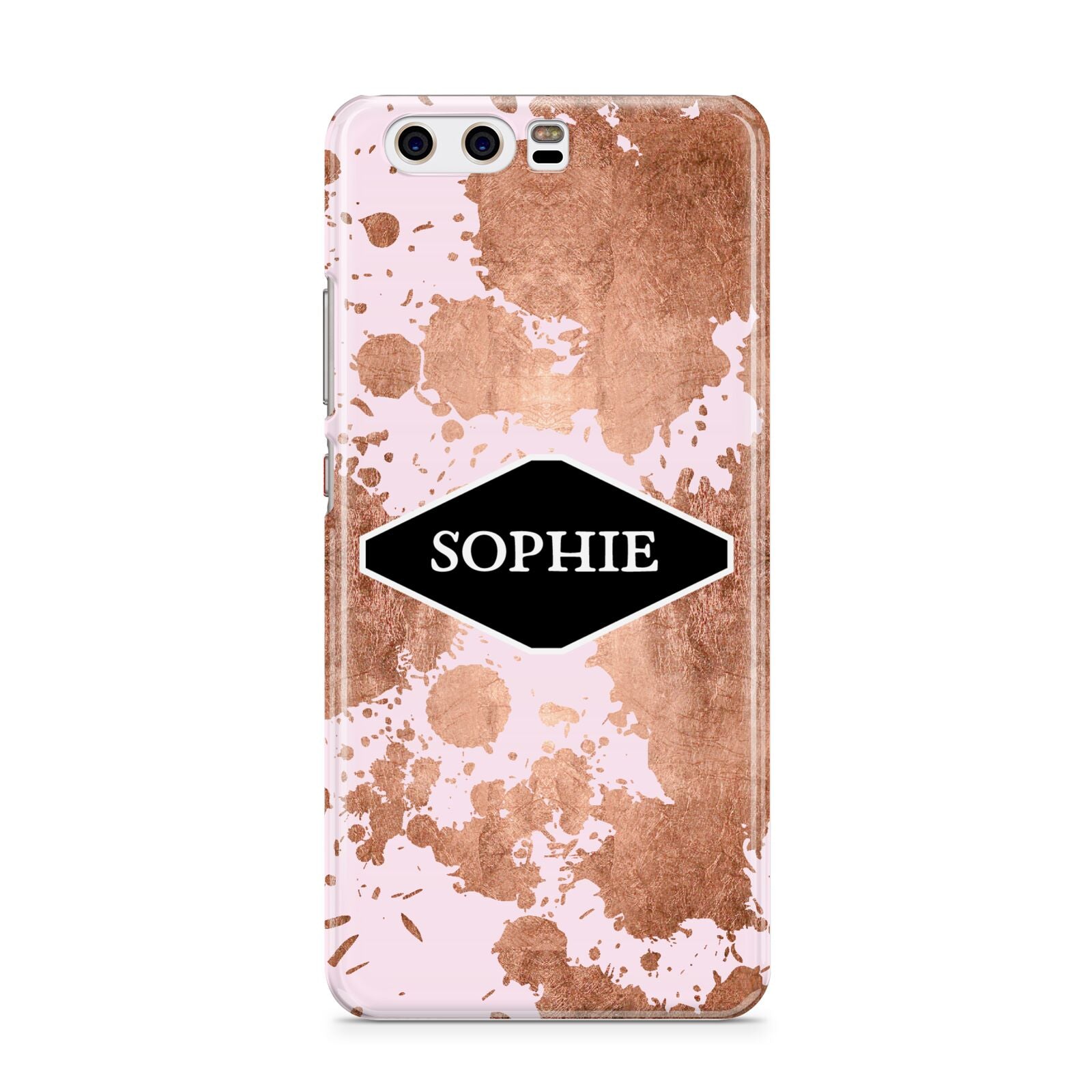 Personalised Pink Copper Splatter Name Huawei P10 Phone Case