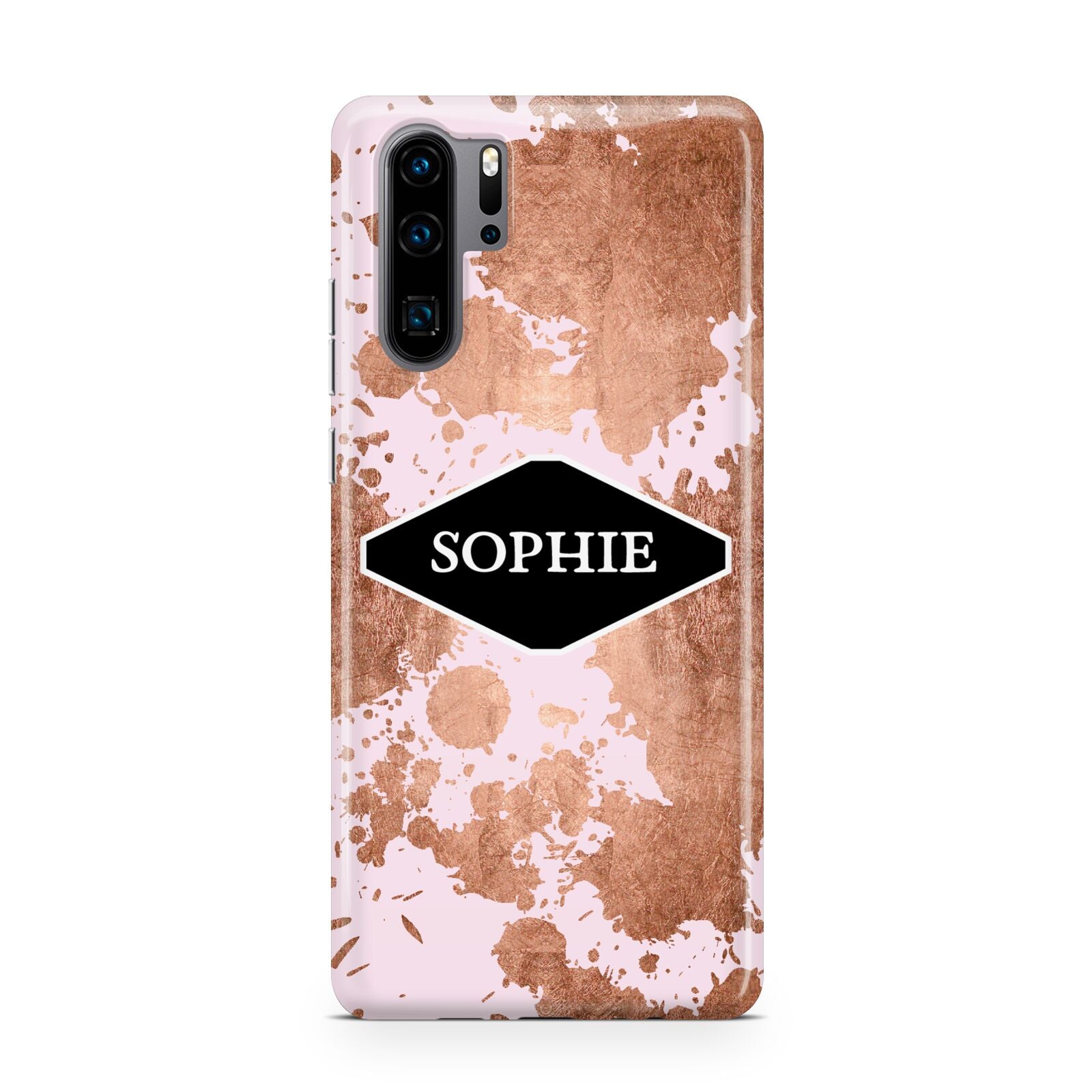 Personalised Pink Copper Splatter Name Huawei P30 Pro Phone Case