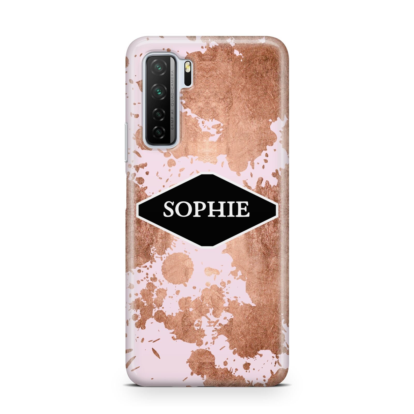 Personalised Pink Copper Splatter Name Huawei P40 Lite 5G Phone Case