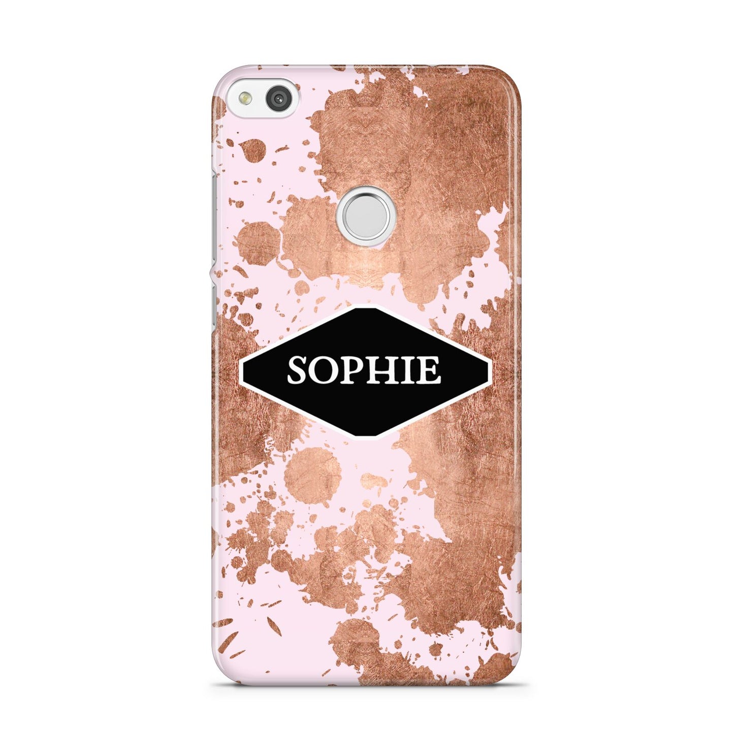 Personalised Pink Copper Splatter Name Huawei P8 Lite Case