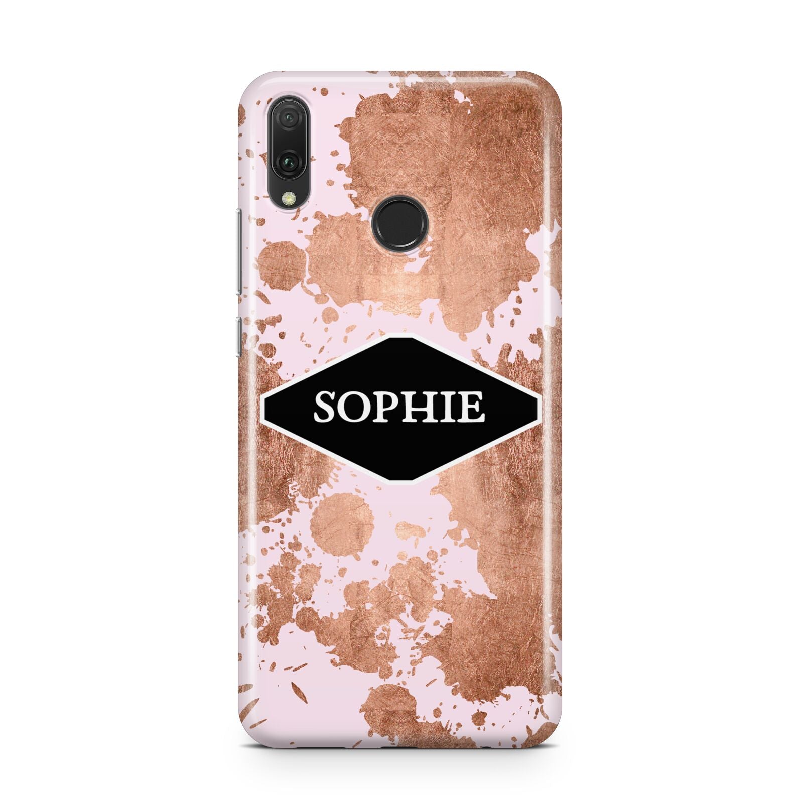 Personalised Pink Copper Splatter Name Huawei Y9 2019