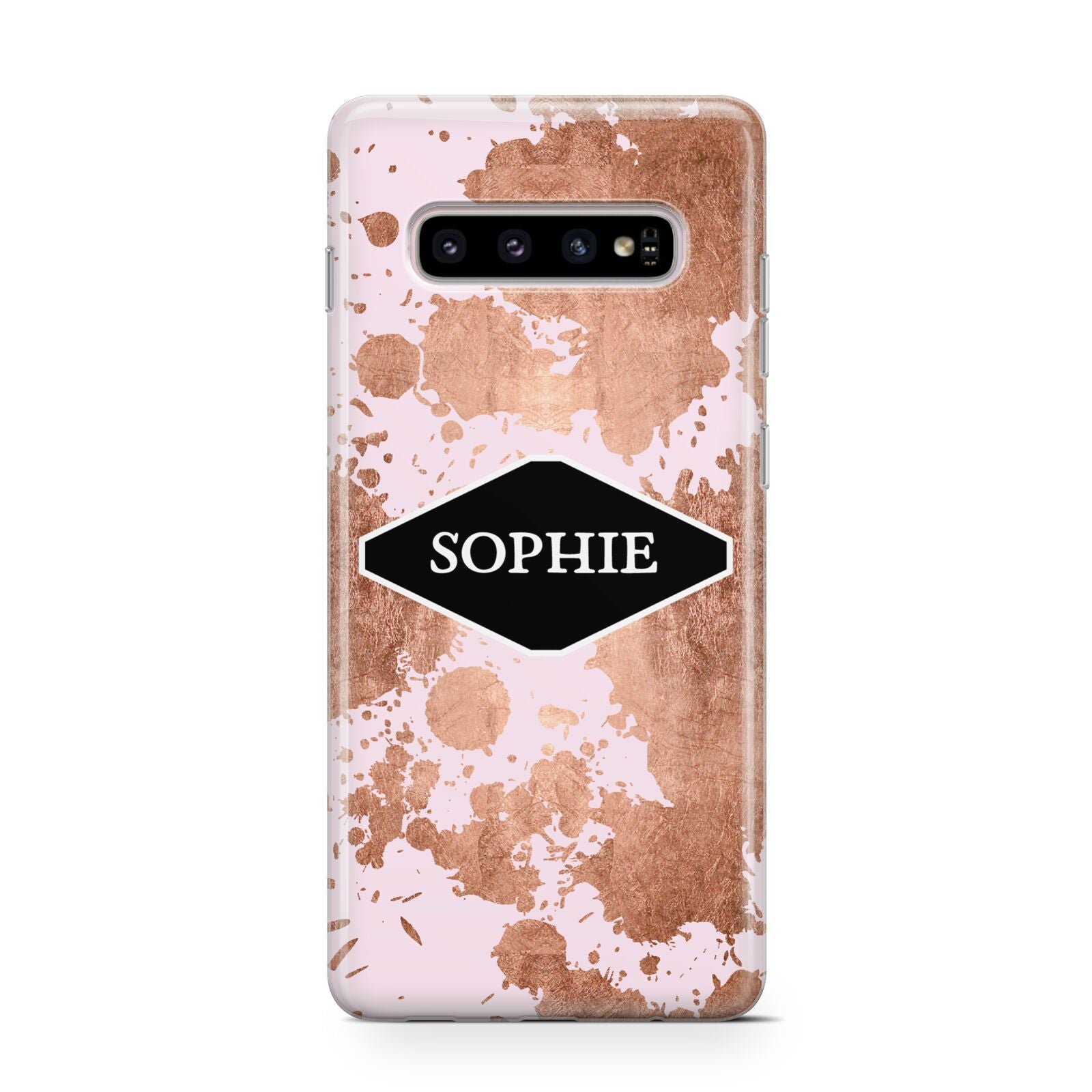 Personalised Pink Copper Splatter Name Protective Samsung Galaxy Case