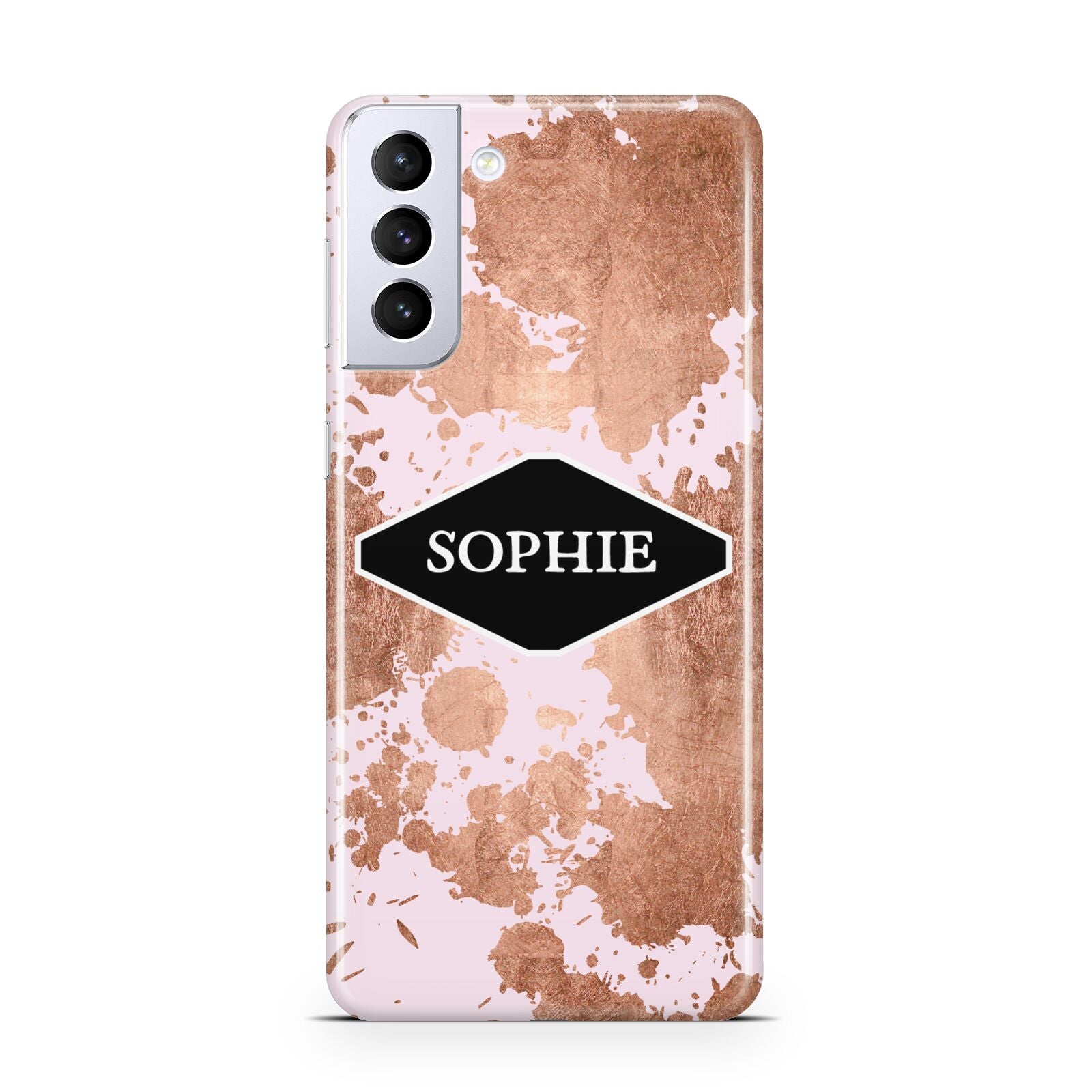 Personalised Pink Copper Splatter Name Samsung S21 Plus Case